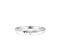 ANAZOZ Bague Fine Multi-pierre Or Blanc 9K, Anneau Empilable Incrustée de Lab-Grown Diamant Jaune Taille 65, Bague Femme Or Au375 Véritable Personnalisable