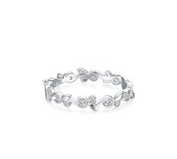 ANAZOZ Bague Fine Or Blanc 9K, Anneau Empilable Feuille Rameau Ornée de Moissanite Taille 49, Bague Or 9 carats Véritable Personnalisable Femme
