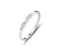 ANAZOZ Bague Fine Or Blanc, Anneau Empilable Nœud d'Amour Ornée de Diamant, Bague Femme Or 9 carats Véritable Personnalisé Taille 63