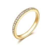 ANAZOZ Bague Fine Or Jaune 9 carats, Anneau Demi-Éternité Incrustée de Diamant DEF, Bague Mariage Femme 47 en Or 375 Véritable Personnalisé