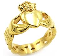 ANAZOZ Bague Homme Acier Inoxydable, Anneau Claddagh Couronne Main Cœur Couleur Doré Classique Taille 71