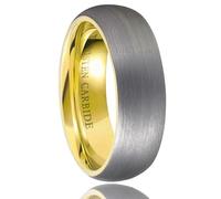 ANAZOZ Bague Homme Bicolore Acier Tungstène, Bague Anneau Courbe Matte 8mm Argent Or Fantaisie Taille 70