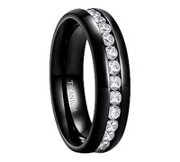 ANAZOZ Bague Homme Éternité Cannelure Acier Titane, Bague Anneau Noir 7mm Fantaisie Taille 61