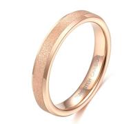 ANAZOZ Bague Homme Givrée Acier Tungstène, Anneau 4mm Biseauté Or Rose Moderne Taille 53