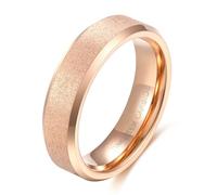 ANAZOZ Bague Homme Givrée Acier Tungstène, Anneau 6mm Biseauté Or Rose Moderne Taille 57