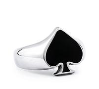 ANAZOZ Bague Homme Juego de Cartas Póker A As de Pique Noir Bagues Acier Inoxydable Punk Rock Taille 57