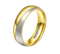 ANAZOZ Bague Homme Mariage en Acier Inoxydable Bicolore, Ornée d'un Ruban Fantaisie, Doré, Taille 57, Bague Fiançailles Classique Alliance 1PC