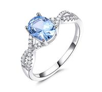 ANAZOZ Bague Infini pavé Zircone avec Topaze Bleu Ciel, Bague Femme Argent Fantaisie Taille 55