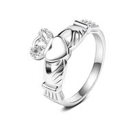 ANAZOZ Bague Irlandaise Claddagh Argent Femme, Anneau Cœur Couronne en Argent 925 Classique Taille 53