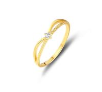 ANAZOZ Bague Nœud d'Amour Or Jaune 9 carats, Anneau Ornée de Diamant, Bague Fiançailles Femme Or 375 Véritable Personnalisé Taille 51