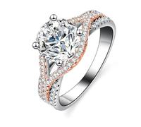 ANAZOZ Bague Or Blanc 9 carats Pavée de Moissanite 2ct, Anneau Bicolore Scintillant, Bague de Fiançailles Femme Or 375 Véritable Personnalisable Taille 62