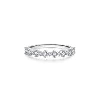 ANAZOZ Bague Or Blanc 9K, Anneau Empilable Demi-Éternité Incrustée de Lab-Grown Diamant Taille 57, Bague Or 9 carats Véritable Personnalisé Femme