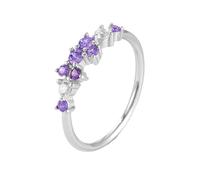 ANAZOZ Bague Or Blanc Femme, Anneau Empilable Incrustée de Améthyste Violet et Moissanites, Bague Or 18 carats VéritableScintillant Taille 56 Personnalisé