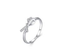 ANAZOZ Bague Platine 950, Anneau Nœud Papillon Pavée de Diamant, Bague de Fiançailles 63 en Or Véritable Personnalisable Femme