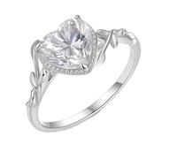 ANAZOZ Bague Platine, Anneau Cœur Rameau Incrustée de Moissanite, Bague Mariage 65 en Or Véritable Vintage Personnalisé Femme