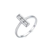 ANAZOZ Bague Platine, Anneau Empilable Barre Sertie de Lab-Grown Diamant Rectangulaire Taille 57, Bague Femme Or Véritable Personnalisé