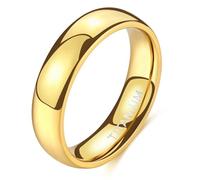 ANAZOZ Bague Polie Acier Titane Unisexe, Anneau Doré Courbe 6mm Simple Taille 56