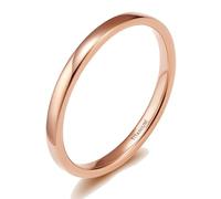 ANAZOZ Bague Polie Acier Titane Unisexe, Anneau Or Rose Courbe 2mm Simple Taille 67