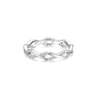 ANAZOZ Bague Sculpture Croisée Or Blanc, Anneau Ornée de Diamant Taille 52, Bague de Fiançailles Or 9 carats Véritable Personnalisé Femme