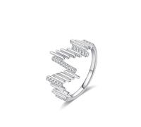 ANAZOZ Bague Sculpture Vague Platine 950 Femme, Anneau Ornée de Lab-Grown Diamant Taille 51, Bague Mariage Or Véritable Personnalisable