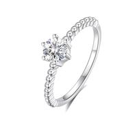 ANAZOZ Bague Solitaire Femme Platine Incrustée de Moissanite 0.5ct Personnalisable, Anneau Perlé, Bague de Fiançailles Or Véritable Taille 62