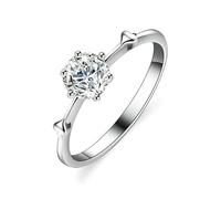 ANAZOZ Bague Solitaire Or Blanc 14K Femme, Anneau Flèche d'Amour Incrustée de Lab-Grown Diamant, Bague Fiançailles Or 14 carats Véritable Taille 49 Personnalisable