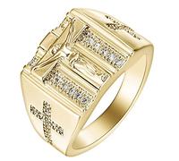 ANAZOZ Bague Unisexe Jésus Croix Ornée de Zircones Taille 55 Fantaisie