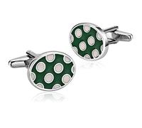 ANAZOZ Boutons de Manchette Homme Acier Inoxydable Blanc Vert Ovale Enamel Classique Little Dots Bijoux Fantaisie Commerce Cadeau Anniversaire