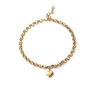 ANAZOZ Bracelet de Cheville Acier Inoxydable, Chaîne Maille Jaseron avec Breloque Cœur Doré Fantaisie