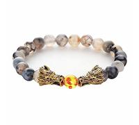 ANAZOZ Bracelet Granite, Multicolore, Double Dragon Doré, Bracelet Perle Pierre Naturelle 8mm Unisexe