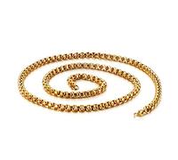 ANAZOZ Collier Acier Inoxydable Chaîne Maille Jaseron 55CM, Largeur 3MM, Chaîne Or Punk Fantaisie