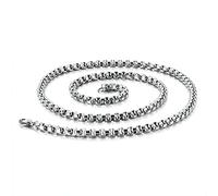 ANAZOZ Collier Acier Inoxydable Chaîne Maille Jaseron 70CM, Largeur 2.4MM, Chaîne Argent Punk Fantaisie