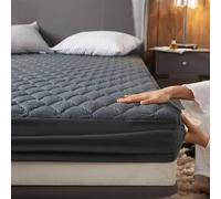 ANAZOZ Drap Housse, Anthracite, Couvre-Matelas Uni Matelassé, Linge de Lit Imperméable, 90x190cm