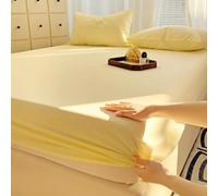 ANAZOZ Drap Housse en Coton, Jaune Citron, Couvre-Matelas Uni, Linge de Lit Doux et Respirant, 180x200cm