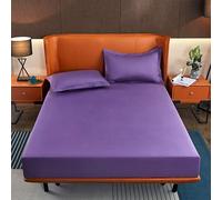 ANAZOZ Drap Housse en Coton, Violet, Couvre-Matelas Uni, Linge de Lit Doux et Respirant, 150x200cm, pour Matelas Épais 11-26cm