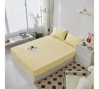 ANAZOZ Drap Housse, Jaune Pâle, Couvre-Matelas Uni, Linge de Lit Doux, 180x200cm
