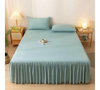ANAZOZ Drap Housse Jupe de Lit et 2 Taies, 3PCS, Vert Sauge, Couvre-Matelas Uni, Linge de Lit Doux, 150x200cm/48x74cm