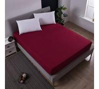 ANAZOZ Drap Housse, Rouge Bordeaux, Couvre-Matelas Uni, Linge de Lit Imperméable, 90x200x30cm, pour Matelas Épais 20-45cm