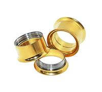 ANAZOZ Écarteur d'oreille 12mm Acier Inoxydable Bouchon Doré, Piercings Oreilles Lobe 1/2 inch 2PCS Unisexe Fantaisie