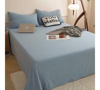 ANAZOZ Housse de Couette et 2 Taies, Bleu-Gris, Couvre-Matelas Uni, Linge de Lit Doux et Respirant, 2-230x250cm/48x74cm