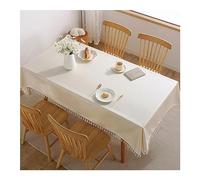 ANAZOZ Nappe Carrée Beige Glands Couleur Unie Imperméable, Polyester -90x90CM, Nappe de Table Anti Tache, Decoration, Protection