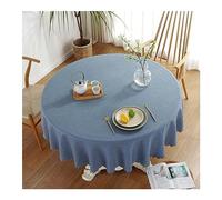 ANAZOZ Nappe Ronde, Bleu, Bordure Ondulée Moderne, 260CM, Nappe de Table Anti Tache, Decoration, Protection