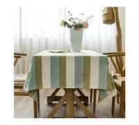 ANAZOZ Nappe Verte Rayures, Polyester -135x300CM, Nappe de Table Anti Tache, Decoration, Protection