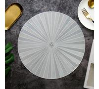 ANAZOZ Set de Table Rond PVC Lavable 4 Pieces, Set de Table à Motif Kaléidoscope Argent Mariage 38cm