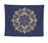 ANAZOZ Tapisserie Murale Vintage Mandala Hippie Bleu Or Tenture Murale Decoration 180x230CM-Style E Toile Imprimé Mode