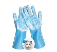 Anazzly Gants de toilettage pte : gants de bain résistants aux morsures avec particules antidérapantes, utilisation humide et sèche, sans danger pour tous les âges, gants de toilettage pour chien et