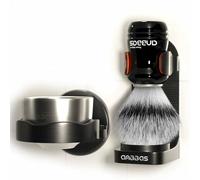 Anbbas Blaireau de rasage, blaireau synthétique et bol à savon en acier inoxydable, supports muraux en ABS pour brosse et bol