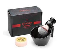 Anbbas Blaireau de rasage, manche en bois, pinceau à barbe en poils de nylon avec gobelet de rasage POP en mélamine, 100 g, savon de rasage pour homme, rasage humide, épilation pour femme