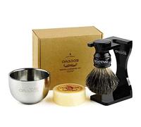 Anbbas Ensemble de Blaireau de Rasage 4en1 avec Bol,Support de Rasoir et Savon pour Rasage Doux pour Hommes