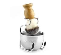 Anbbas Ensemble de blaireaux synthétiques pour blaireau, kit de rasage 3 en 1 avec support de rasage en acier inoxydable et bol pour homme rasage de près